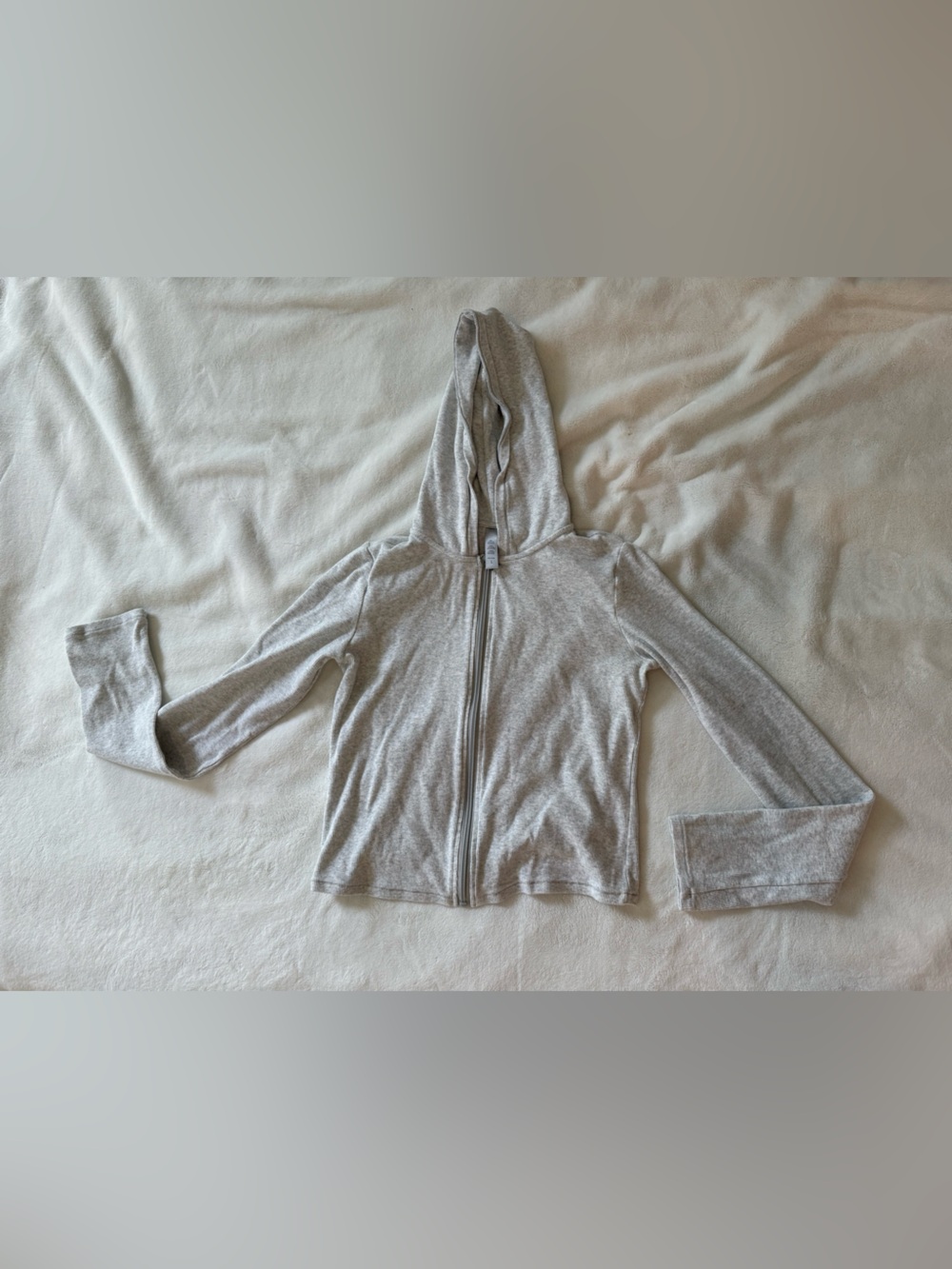Light Gray Cropped Zip-Up